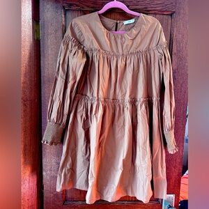 Mango brown/tan tiered mini dress - size XL